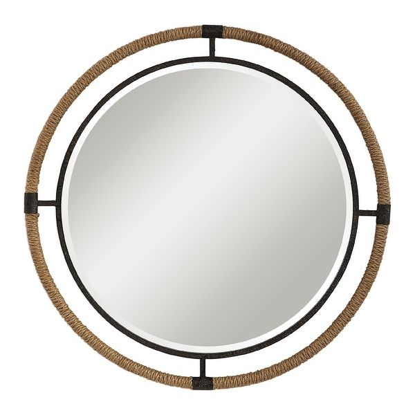 36" Round Rope Metal Hanging Wall Mirror – Overstock – 29111739 Intended For Round 4 Section Wall Mirrors (View 7 of 15)