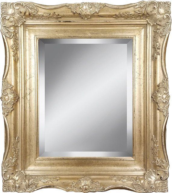 4 " Ornate Baroque French Silver Framed Beveled Wall Mirror Sizes: 8x10 With Dandre Wall Mirrors (View 4 of 15)