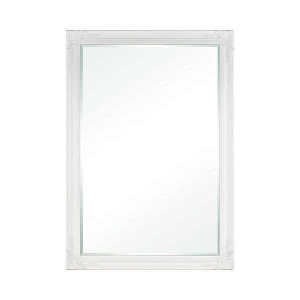 40" Matte White Finished Traditional Style Wooden Framed Beveled Throughout Framed Matte Black Square Wall Mirrors (View 11 of 15)
