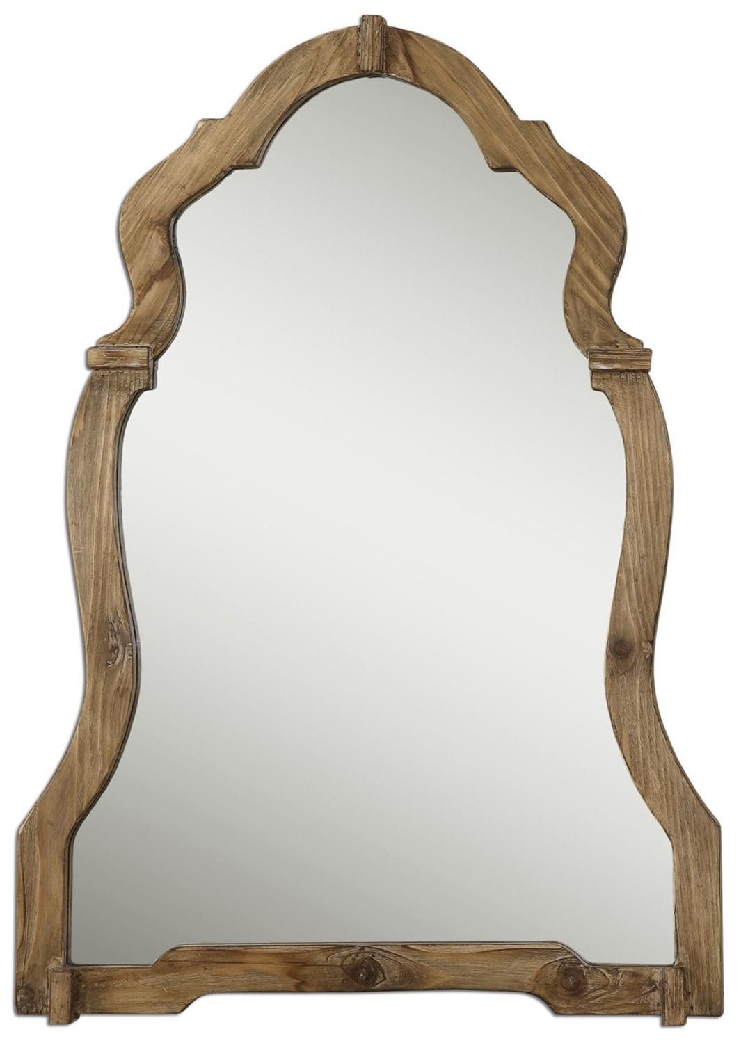 43" Elegant Light Walnut Brown Curved Wooden Wall Mirror – Walmart For Walnut Wall Mirrors (View 9 of 15)