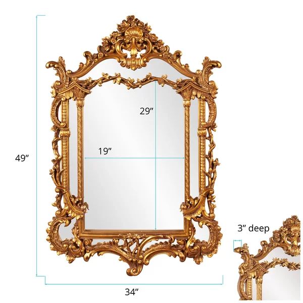 49'' H X 34'' W X 3'' D | Baroque Mirror, Ornate Mirror, Accent Mirrors In Dandre Wall Mirrors (View 15 of 15)