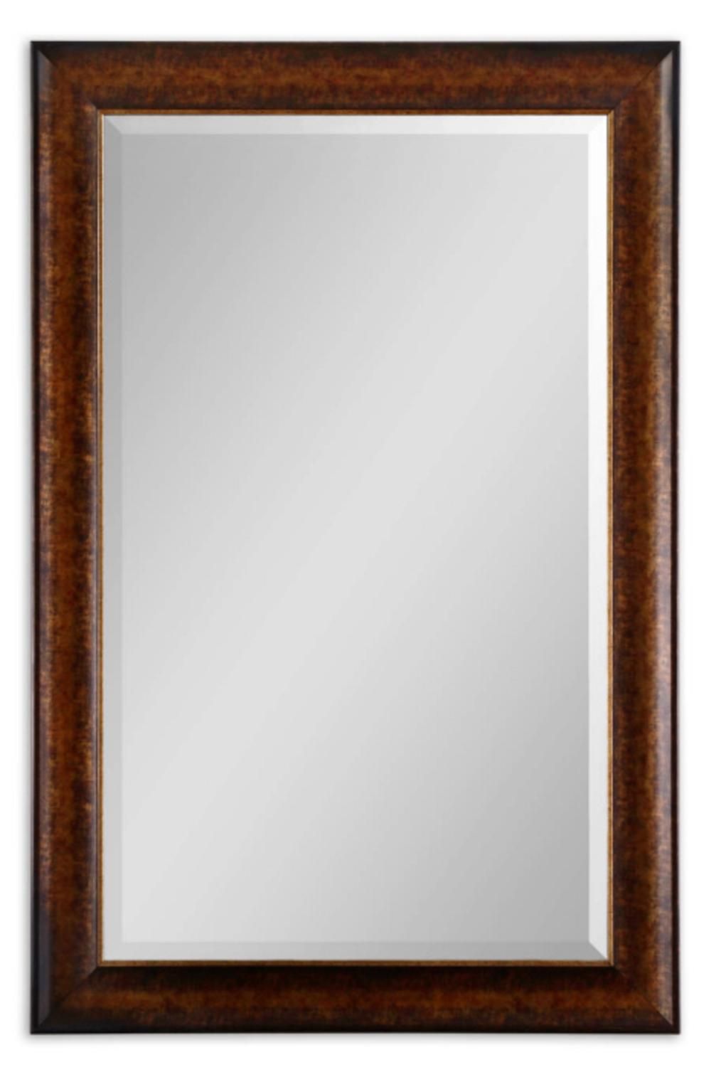 58" Rustic Bronze With Silver Tones Framed Beveled Rectangular Wall Pertaining To Silver Beveled Wall Mirrors (View 7 of 15)