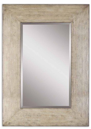 71 Distressed Light Gray Natural Wood Framed Beveled Rectangular Wall Regarding Saylor Wall Mirrors (View 12 of 15)