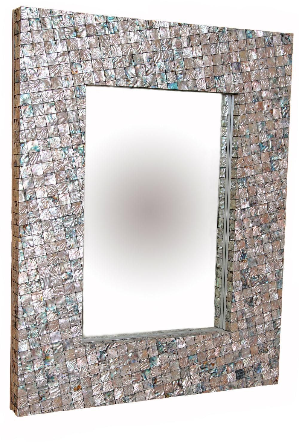 Abalone Shell Rectangular Mirror | Mirror, Shell Mosaic, Rectangular Mirror Regarding Shell Mosaic Wall Mirrors (View 2 of 15)