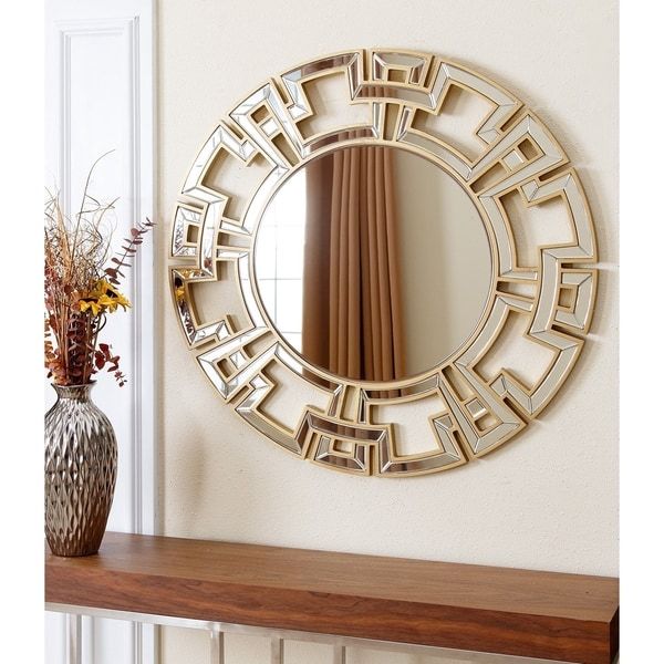 Abbyson Pierre Gold Round Wall Mirror – Free Shipping Today – Overstock Within Gold Black Rounded Edge Wall Mirrors (View 7 of 15)