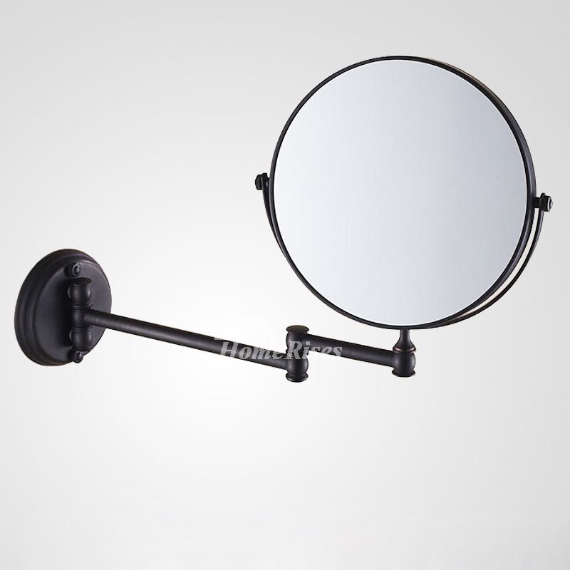 Adjustable Wall Mounted Makeup Mirror Brushed Brass Regarding Ceiling Hung Polished Brass Mirrors (View 5 of 15)