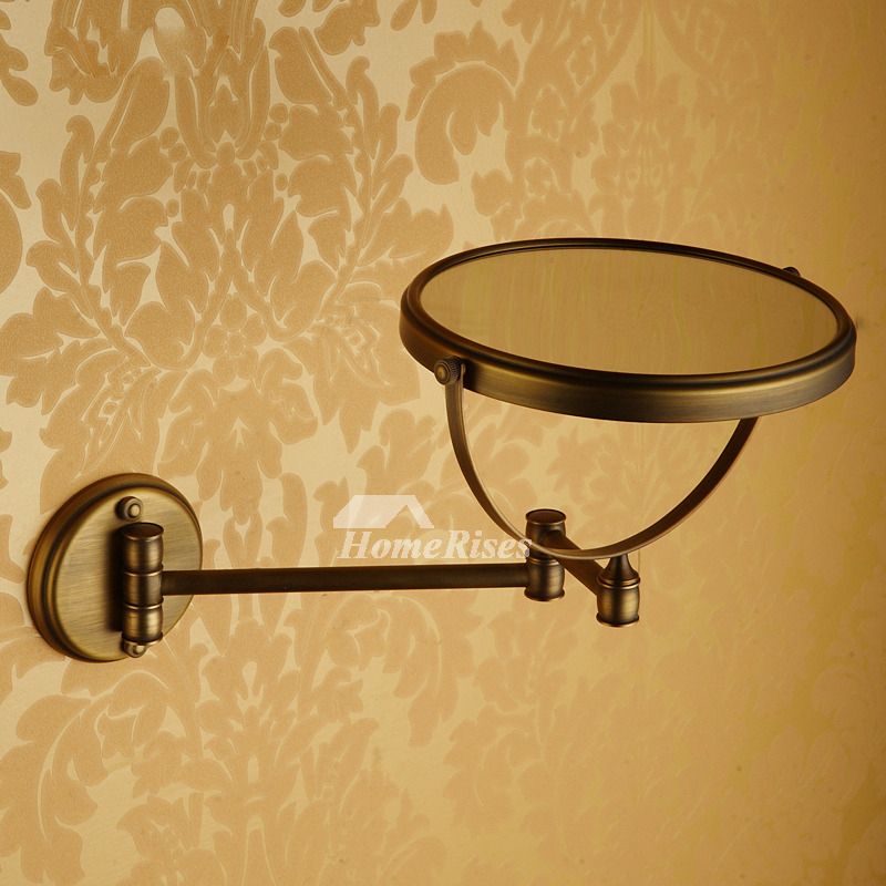 Adjustable Wall Mounted Makeup Mirror Brushed Brass With Regard To Ceiling Hung Polished Brass Mirrors (View 10 of 15)