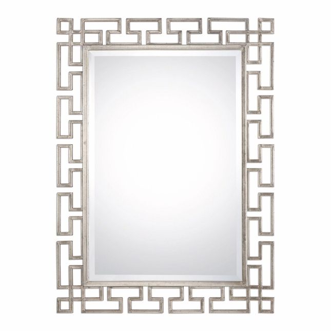 Agata Hand Forged Metal Silver Wall Mirror With Modern Geometric Frame Throughout Metallic Silver Wall Mirrors (View 9 of 15)