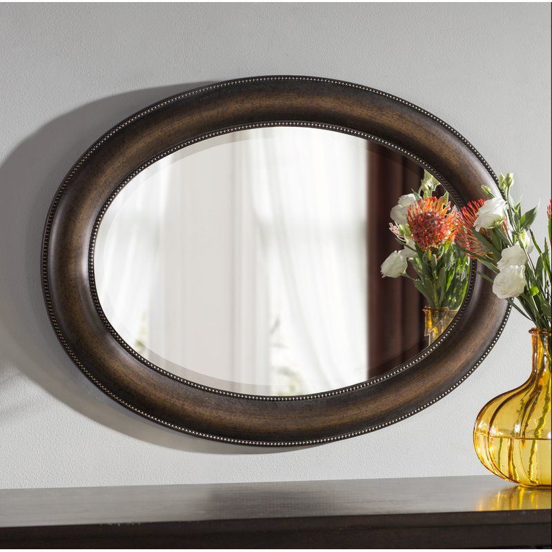Alcott Hill Traditional Beveled Distressed Accent Mirror & Reviews With Distressed Black Round Wall Mirrors (View 1 of 15)
