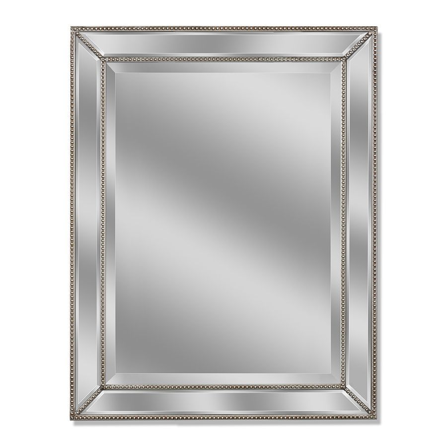 Allen + Roth Ar 30 In X 40 In Mirror On Mirror Lowes | Beaded For Rectangle Pewter Beveled Wall Mirrors (View 11 of 15)