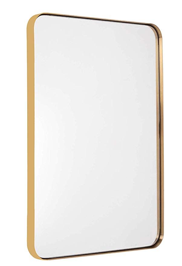 Amazon: Bathroom Mirror For Wall, Brushed Gold Metal Frame 22" X 30 Intended For Karn Vertical Round Resin Wall Mirrors (View 1 of 15)