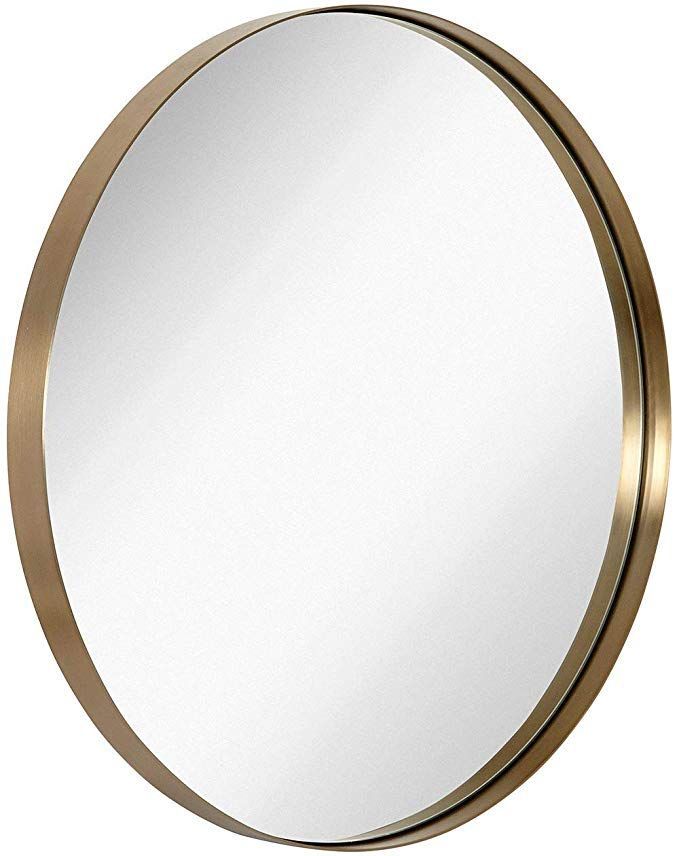 Amazon: Hamilton Hills Contemporary Brushed Metal Gold Wall Mirror Within Brushed Gold Wall Mirrors (View 2 of 15)