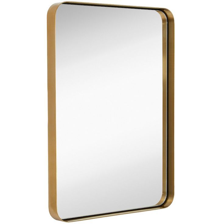 Amazon: Hamilton Hills Contemporary Brushed Metal Wall Mirror For Brushed Gold Wall Mirrors (View 9 of 15)