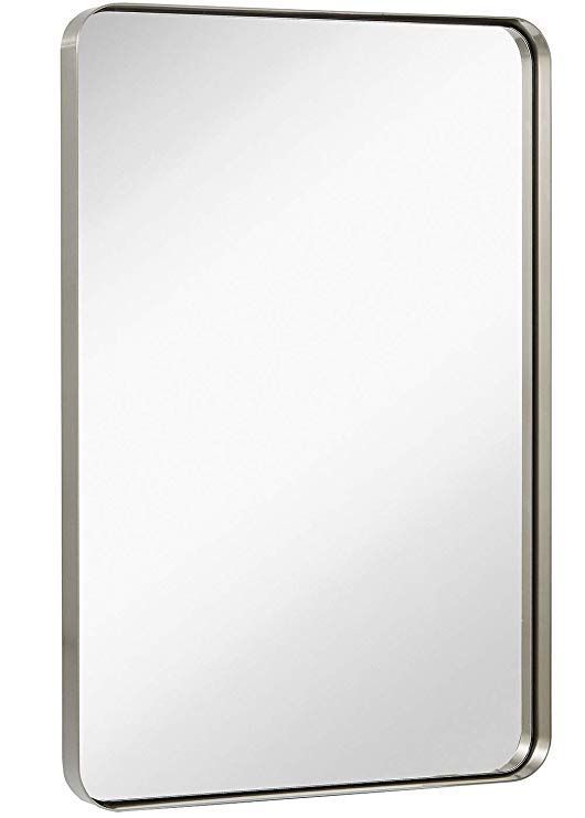 Amazon: Hamilton Hills Contemporary Brushed Metal Wall Mirror With Regard To Ultra Brushed Gold Rectangular Framed Wall Mirrors (View 8 of 15)