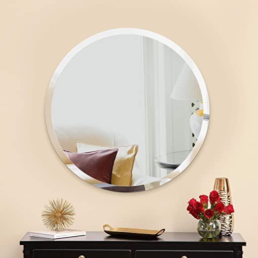 Amazon: Mirror Trend 28 Inches Round Frameless Mirror Large Beveled For Frameless Tri Bevel Wall Mirrors (View 4 of 15)
