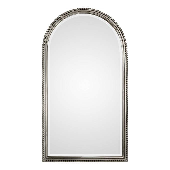 Amazon: My Swanky Home Luxe Beaded Silver Arch Metal Wall Mirror Regarding Metallic Silver Framed Wall Mirrors (View 7 of 15)