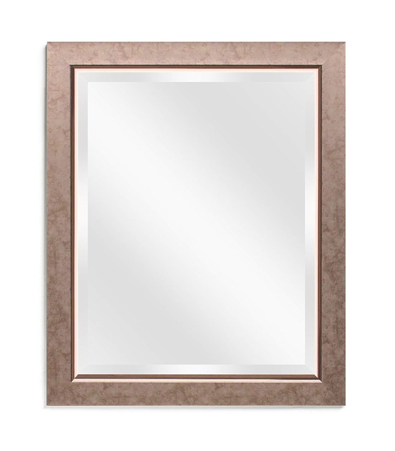 Amazon: Wall Beveled Mirror Framed – Bedroom Or Bathroom Throughout Hogge Modern Brushed Nickel Large Frame Wall Mirrors (View 14 of 15)