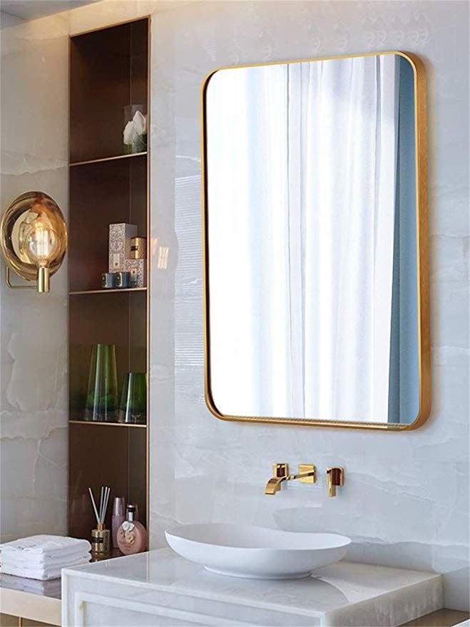 Amazon: Wall Decoration Large Rectangle Mirror ­­  Rounded Corner In Cut Corner Wall Mirrors (Photo 4 of 15)