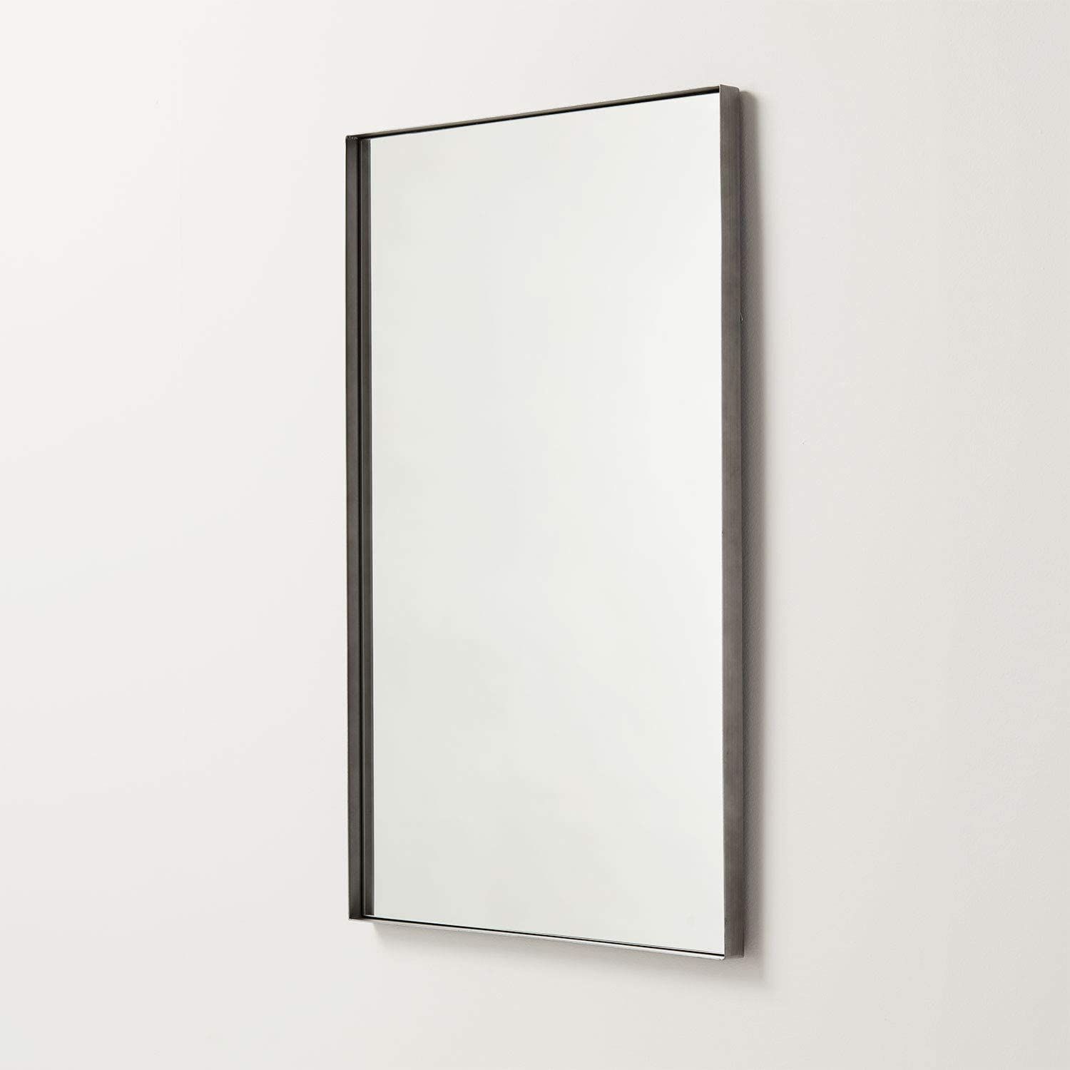 Amazonsmile: Better Bevel 30" X 40" Brushed Silver Metal Framed In Metallic Silver Wall Mirrors (View 7 of 15)