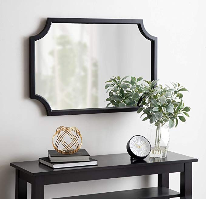 Amazonsmile: Kate And Laurel Hogan Scallop Corners Wood Framed Mirror With Regard To Black Wood Wall Mirrors (View 9 of 15)