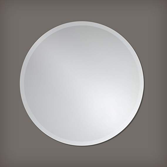 Amazonsmile: The Better Bevel Round Frameless Wall Mirror | Bathroom Regarding Cut Corner Frameless Beveled Wall Mirrors (View 13 of 15)