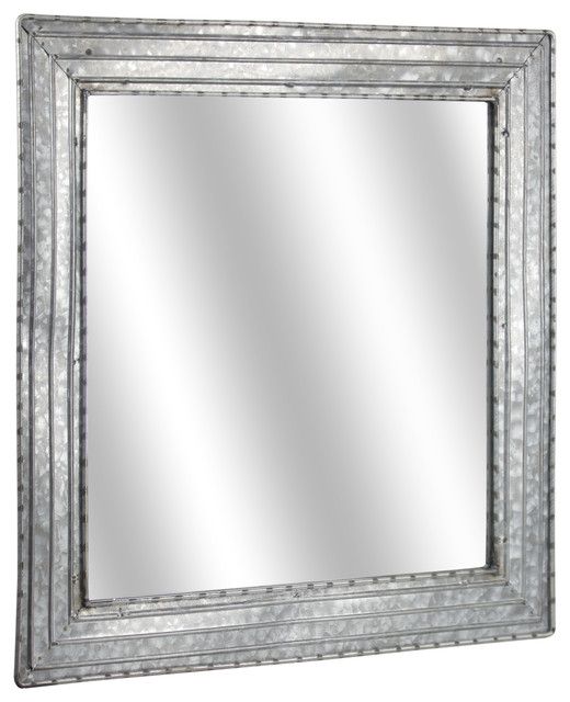American Art Decor Galvanized Square Metal Wall Vanity Mirror, 22 With Regard To Rectangle Antique Galvanized Metal Accent Mirrors (View 4 of 15)