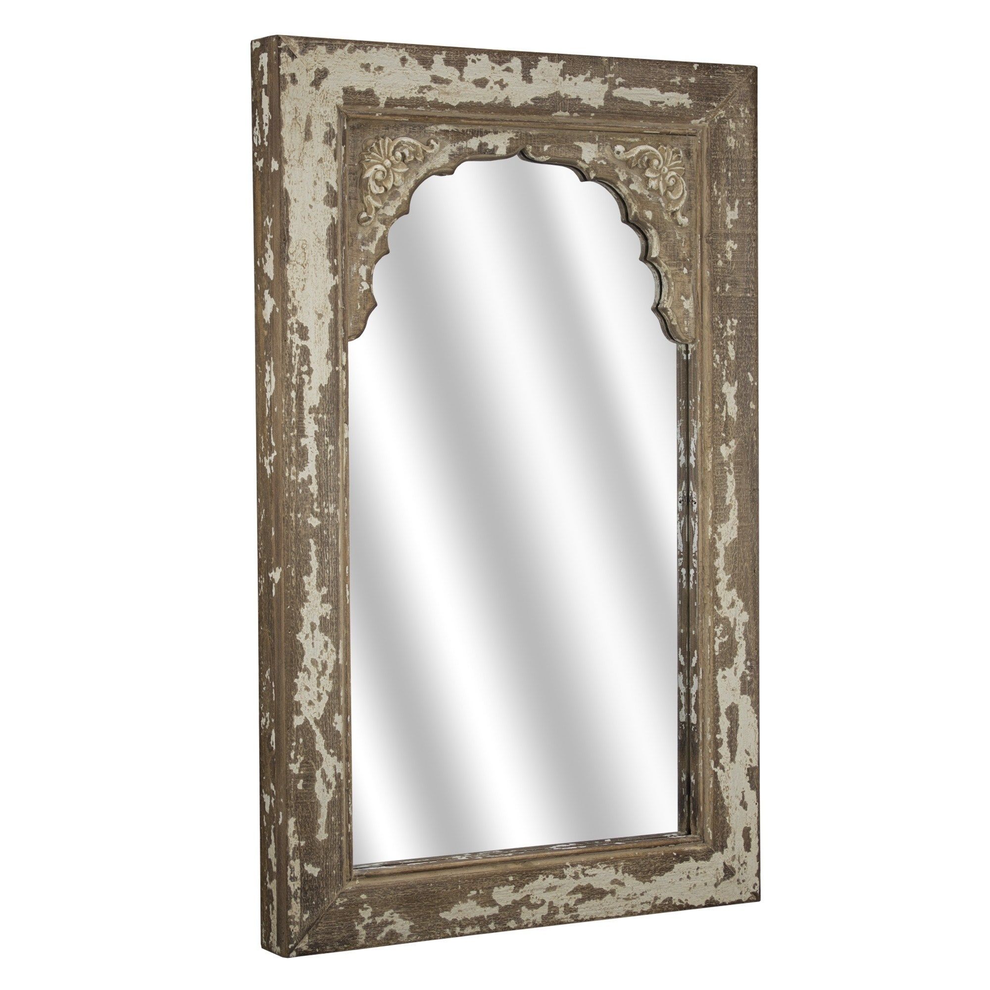 American Art Decor Rustic Shabby Chic Wood Hanging Wall Vanity Mirror With American Made Accent Wall Mirrors (View 7 of 15)
