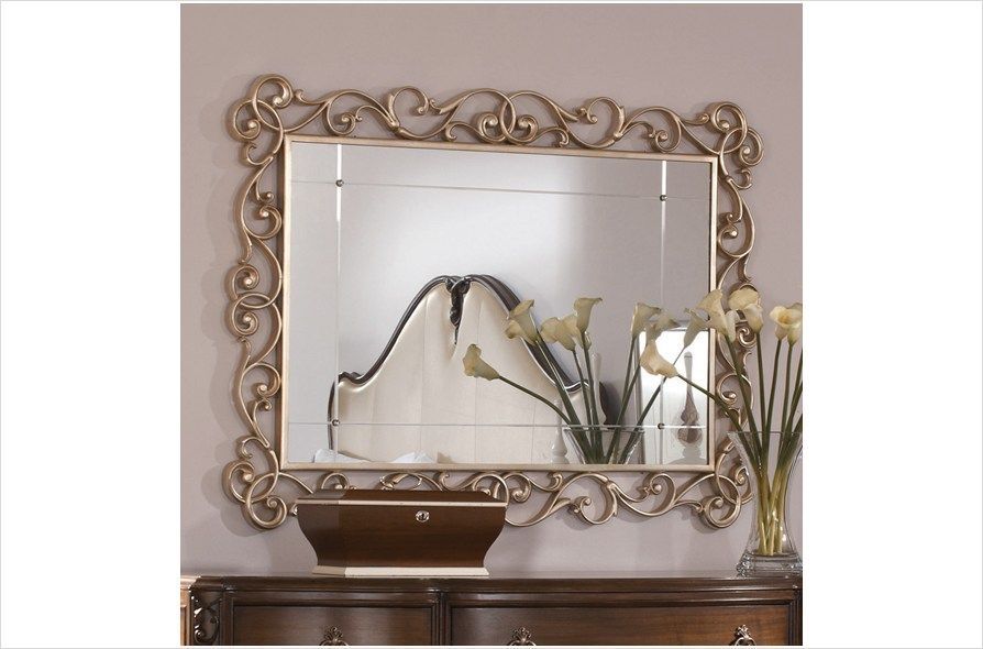 American Drew 908 040 – Jessica Mcclintock Couture Rectangular Silver Intended For Ring Shield Gold Leaf Wall Mirrors (View 2 of 15)