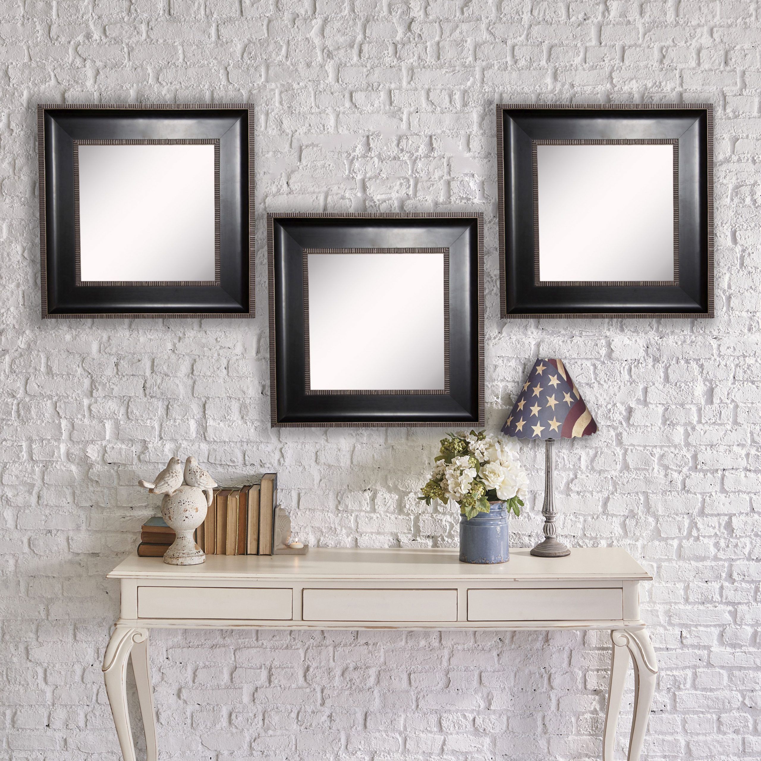 American Made Rayne Black With Silver Trim Square Wall Mirror (s008ms With Regard To Matte Black Square Wall Mirrors (View 13 of 15)