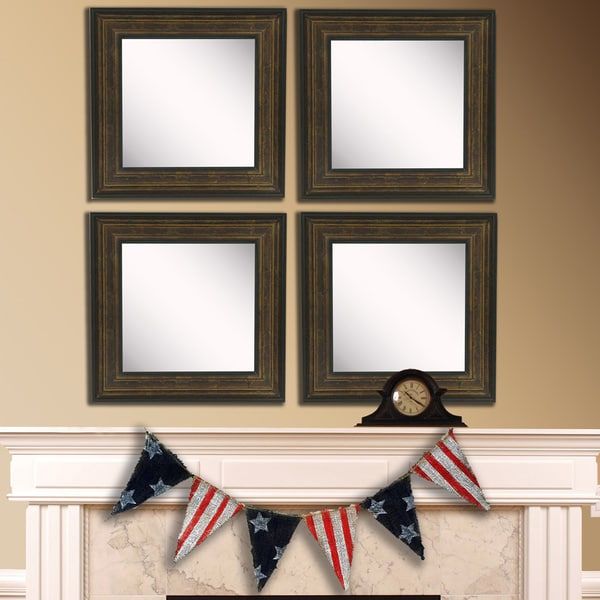 American Made Rayne Bronze And Black Square Wall Mirror Set – Bronze Intended For Black Square Wall Mirrors (View 14 of 15)