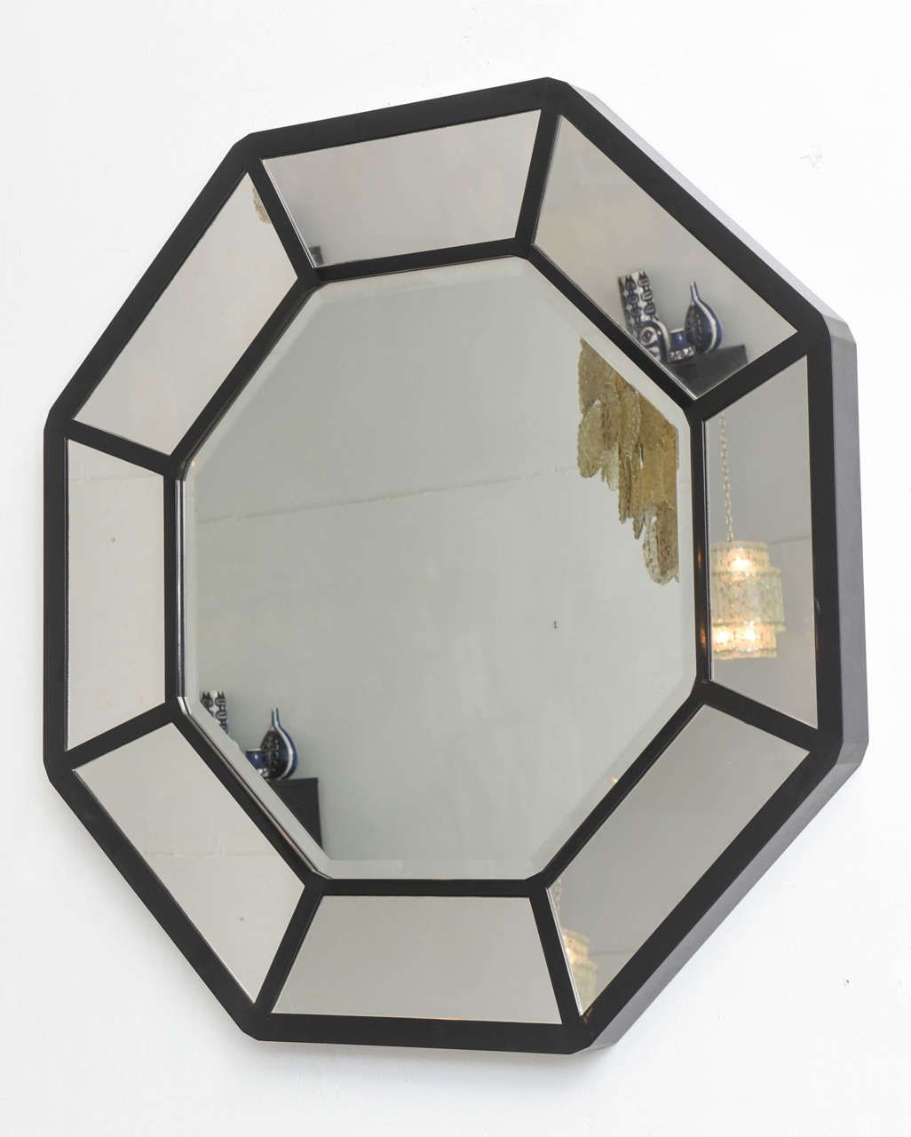 American Modern Black Lacquer Octagonal Mirror, Karl Springer At 1stdibs Pertaining To Matte Black Octagonal Wall Mirrors (View 4 of 15)