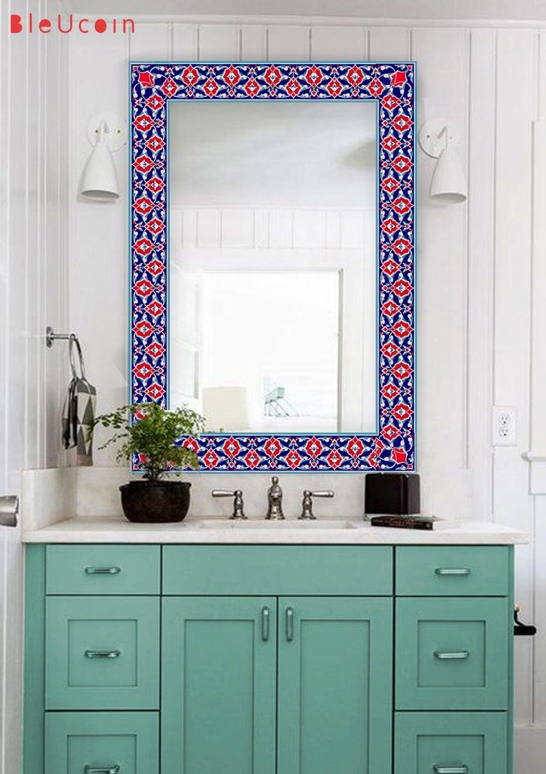 Anatolia Border Mirror/tile/wall Decals : Vinyl Frame Work | Etsy In Tiled Wall Mirrors (View 8 of 15)