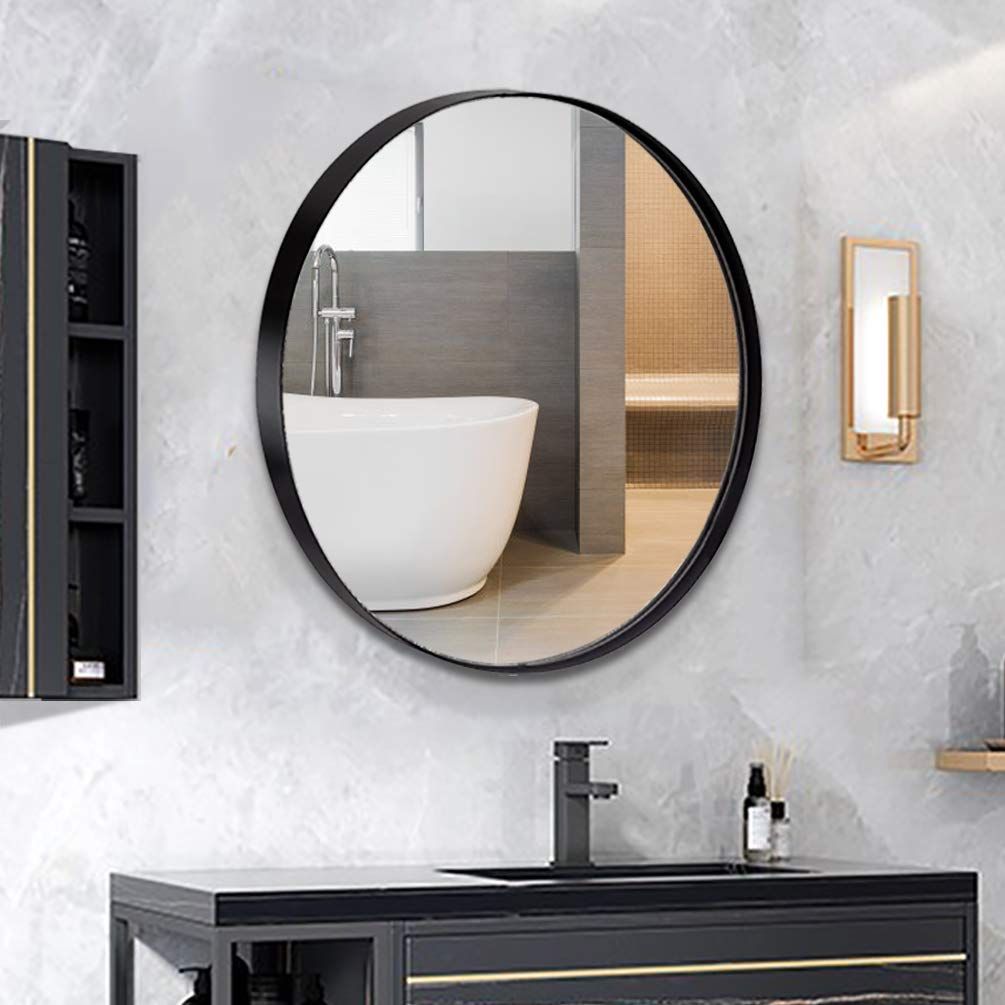 Andy Star Round Wall Mirror, 30 Inch Black Circle Mirror For Bathroom For Shiny Black Round Wall Mirrors (View 4 of 15)