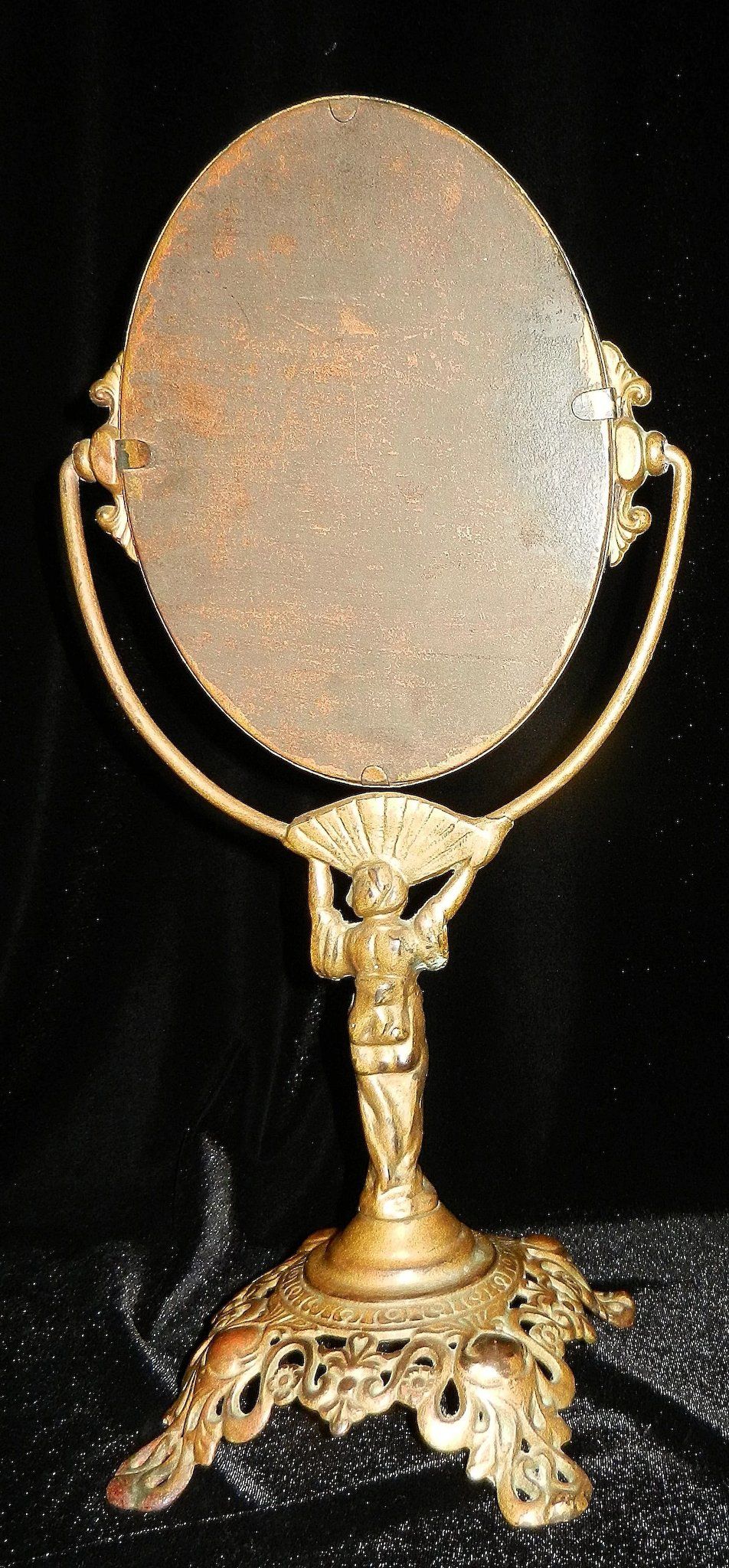 Antique Cast Iron Vanity Mirror With Geisha Girl Base : My Grandmother Throughout Antique Iron Standing Mirrors (View 15 of 15)