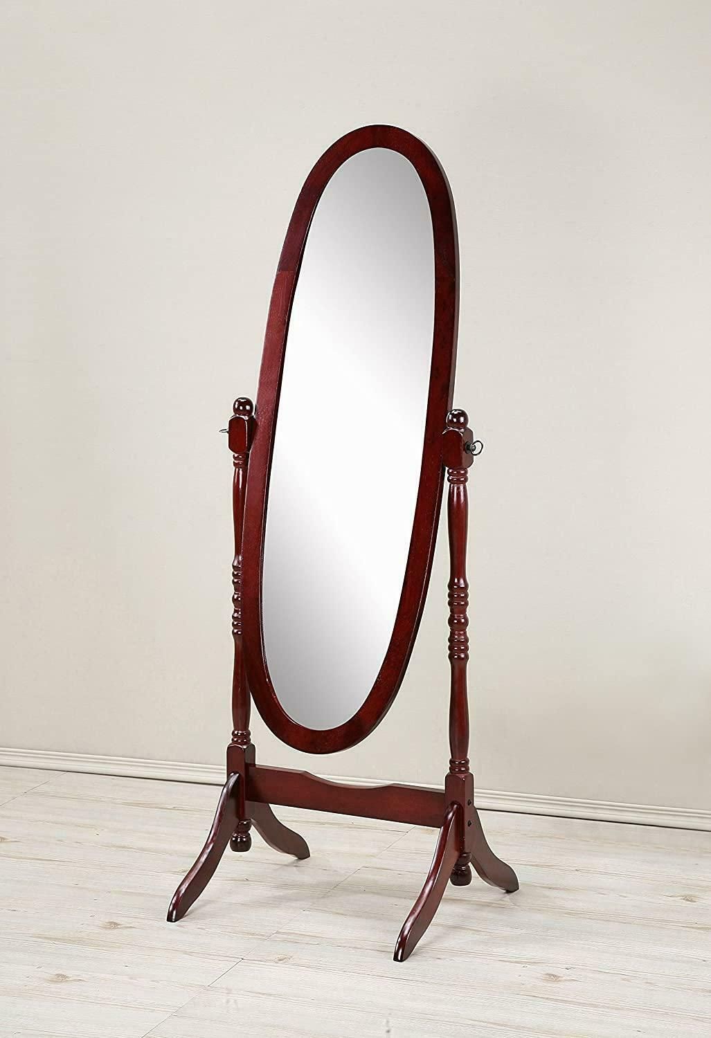 Antique Floor Mirror Wood Bedroom Dressing Full Length Cheval Free Intended For Antique Brass Standing Mirrors (Photo 13 of 15)