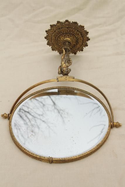 Antique French Country Style Vanity Mirror W/ Bronze Gold Gilded Metal Throughout Aged Silver Vanity Mirrors (View 11 of 15)