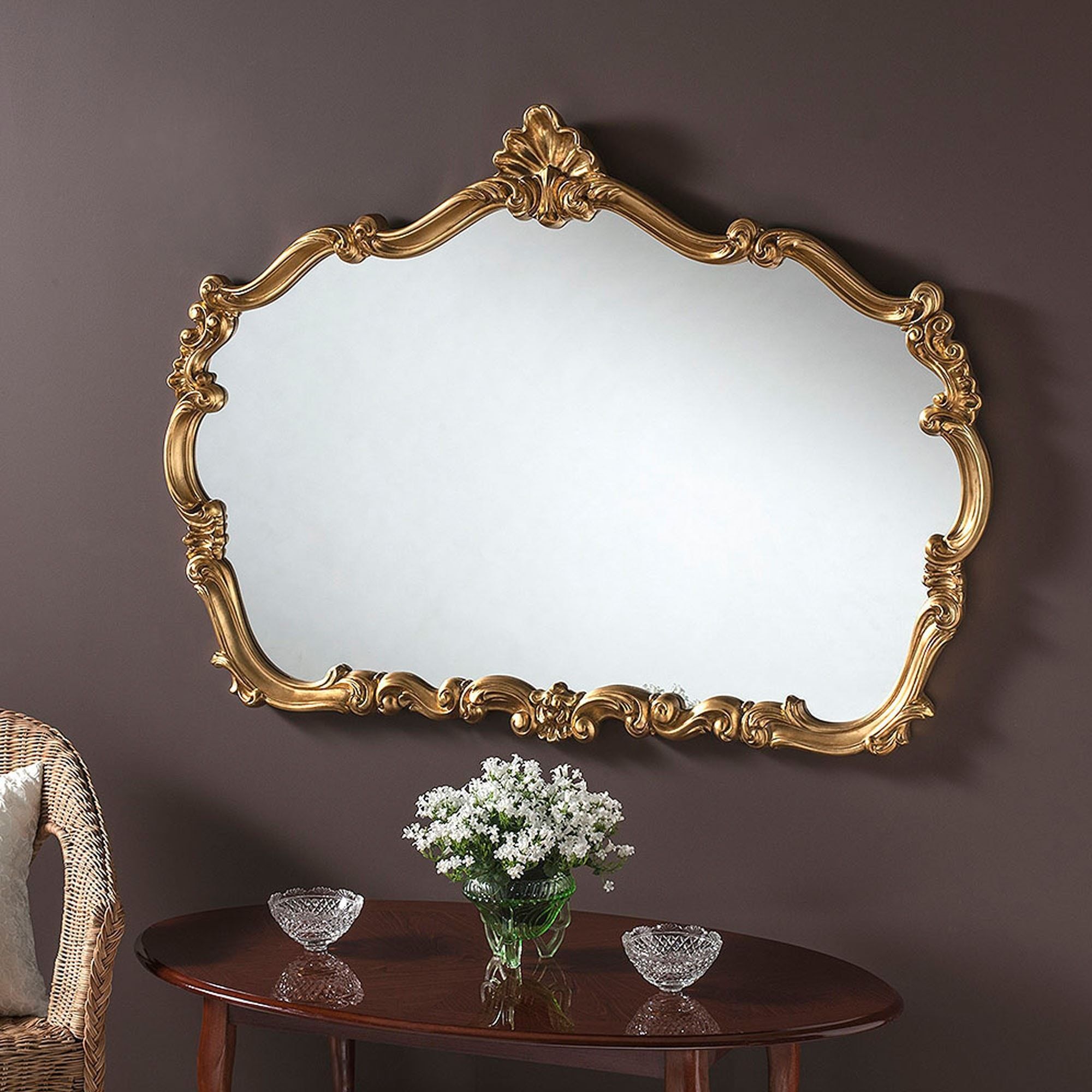 Antique French Style Gold Ornate Mirror | Gold Wall Mirror In Antique Gold Scallop Wall Mirrors (View 13 of 15)