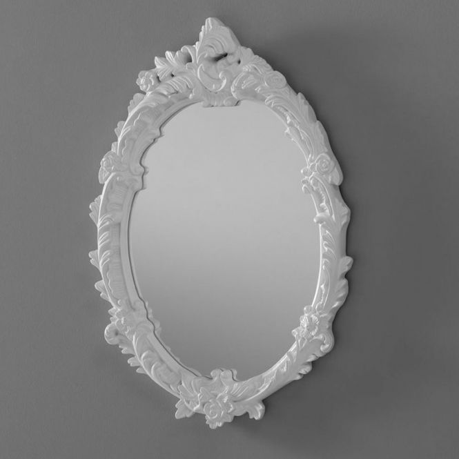 Antique French Style Oval White Ornate Wall Mirror | Homesdirect365 Regarding Oval Wide Lip Wall Mirrors (View 11 of 15)