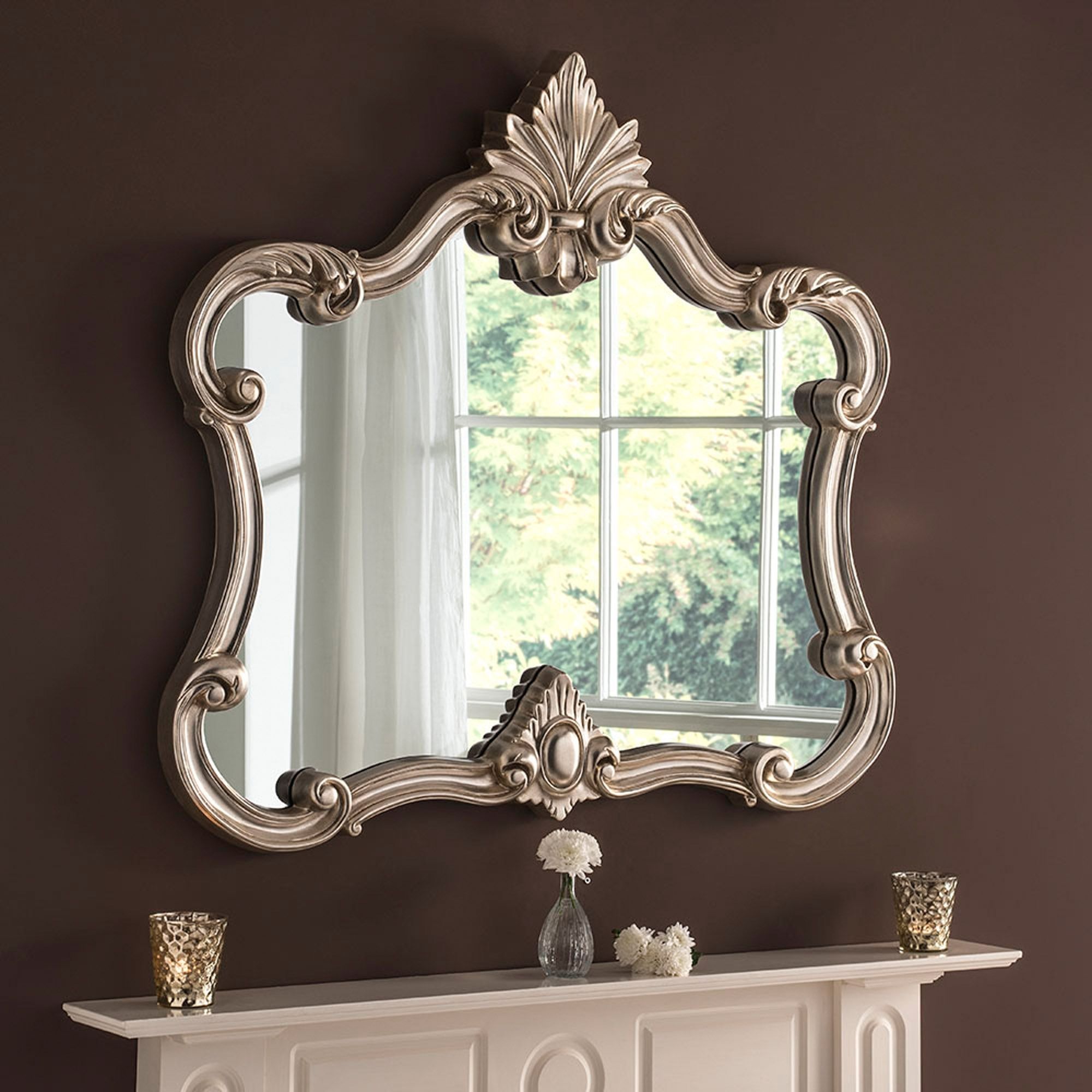 Antique French Style Silver Decorative Mirror In Booth Reclaimed Wall Mirrors Accent (View 1 of 15)