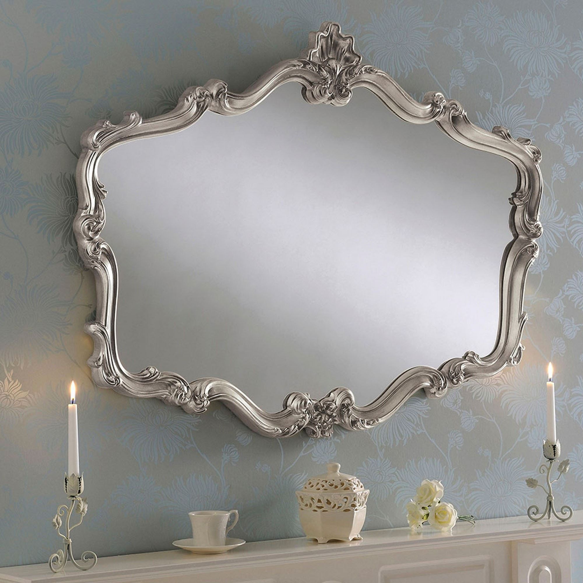 Antique French Style Silver Decorative Mirror | Silver Decorative Mirror Intended For Booth Reclaimed Wall Mirrors Accent (View 9 of 15)