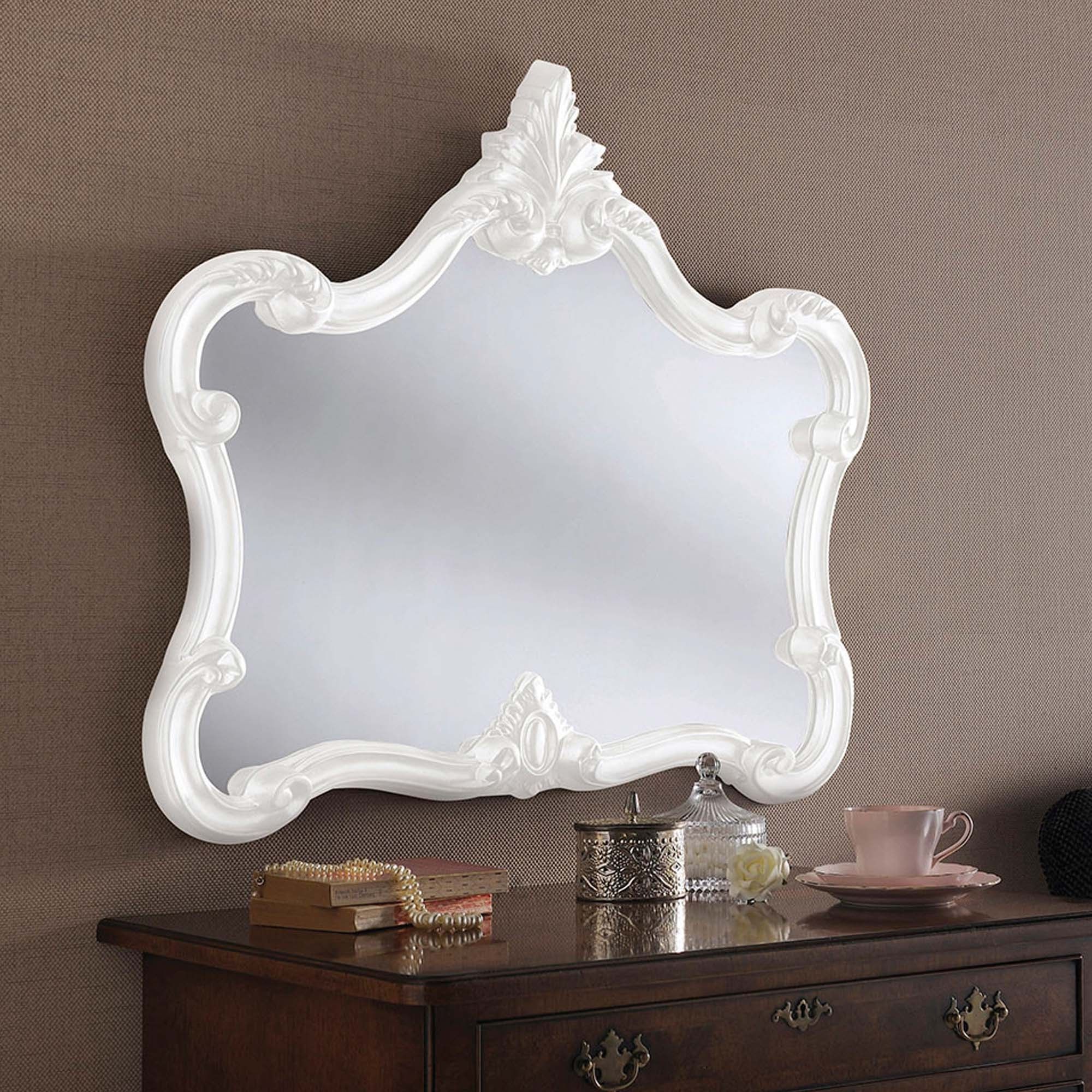 Antique French Style White Ornate Wall Mirror | Wall Mirrors With Regard To Booth Reclaimed Wall Mirrors Accent (View 7 of 15)