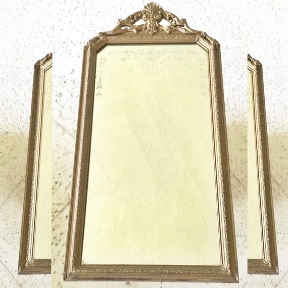 Antique Gold Florentine Arched Mirror // Floral Engraved With Antique Gold Etched Wall Mirrors (View 12 of 15)