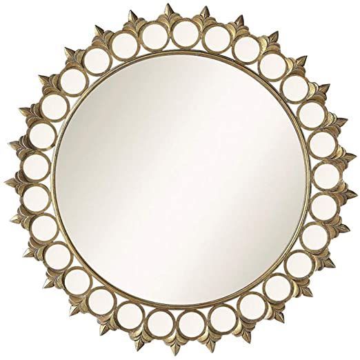 Antique Gold Round Decoritive Wall Mirror, Diameter 31 Inches, Carved Throughout Antique Silver Round Wall Mirrors (View 11 of 15)