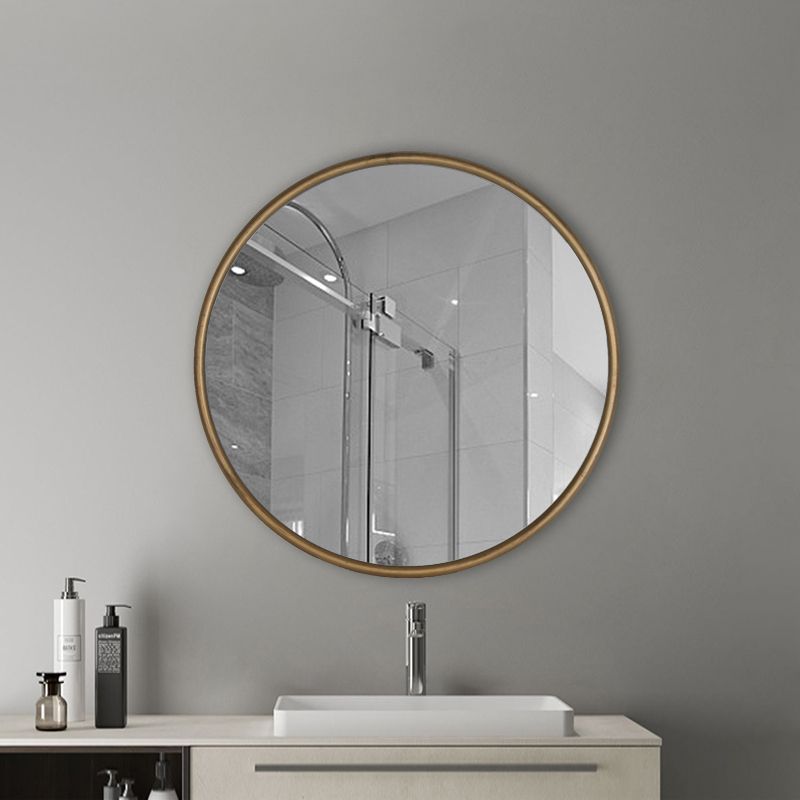 Antique Gold Round Wall Mirror – Rustic Accent Mirror For Bathroom For Vertical Round Wall Mirrors (View 9 of 15)