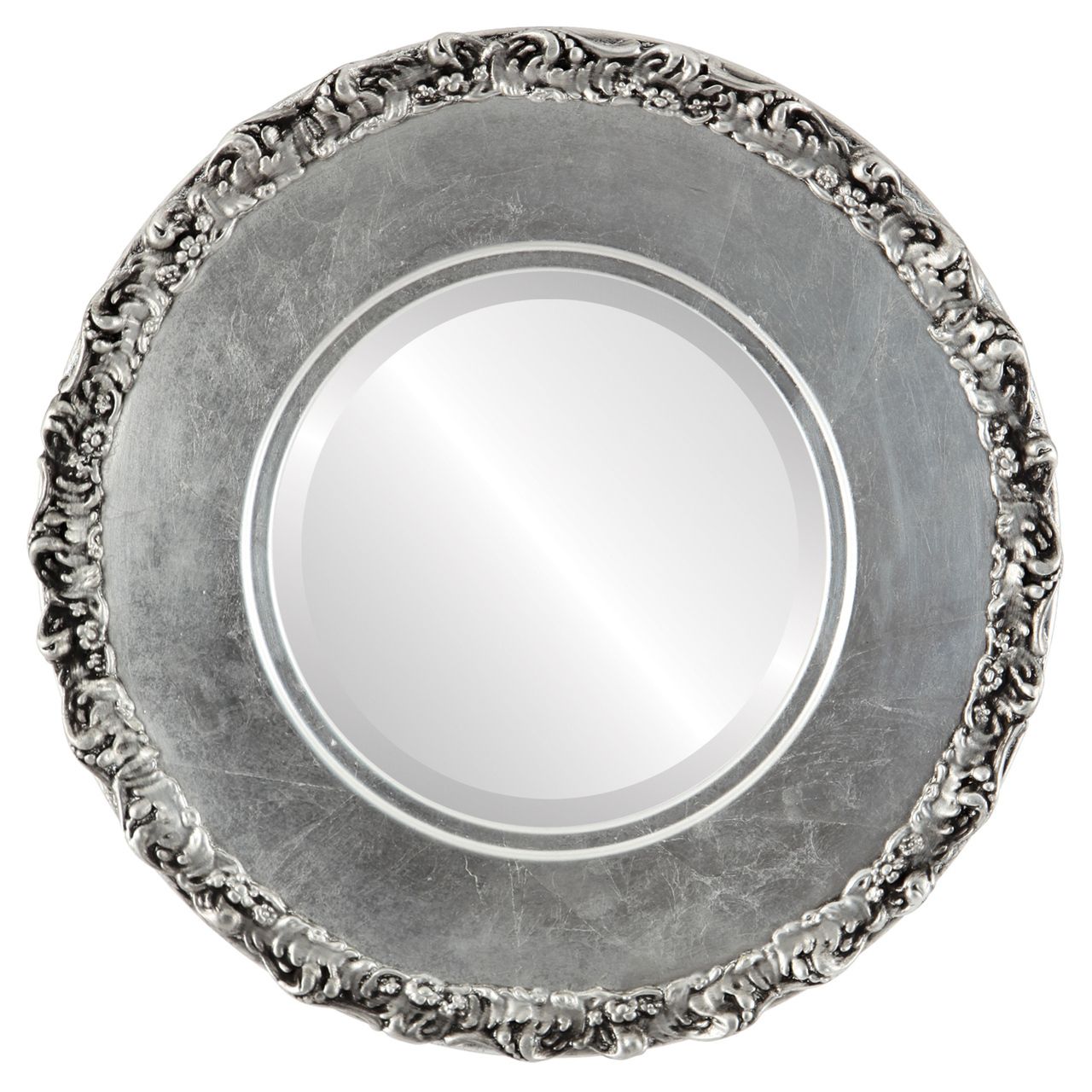 Antique Silver Round Mirrors From $153 | Free Shipping Regarding Silver Leaf Round Wall Mirrors (View 4 of 15)