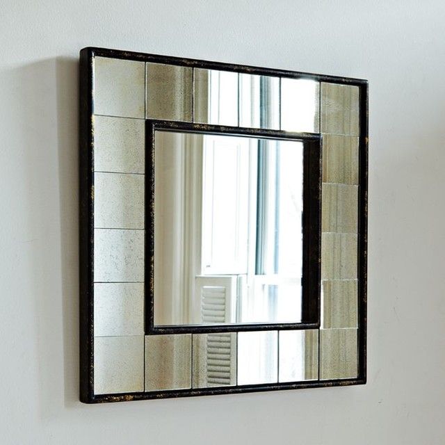 Antique Tiled Square Wall Mirror – Modern – Tile  West Elm Throughout White Square Wall Mirrors (View 5 of 15)