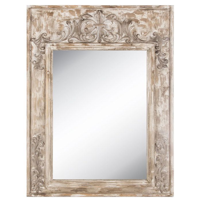 Antique White Scroll Wood Wall Mirror | Wood Wall Mirror, Mirror Wall Pertaining To White Wood Wall Mirrors (View 8 of 15)