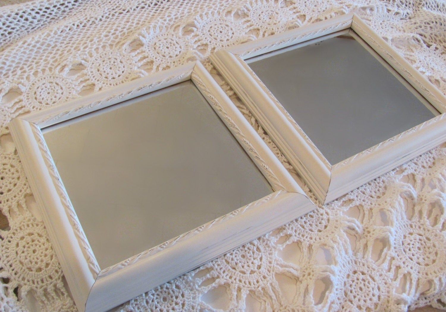 Antique White Wall Mirrors Square Mirrors Cream Framed Pair In White Square Wall Mirrors (View 1 of 15)