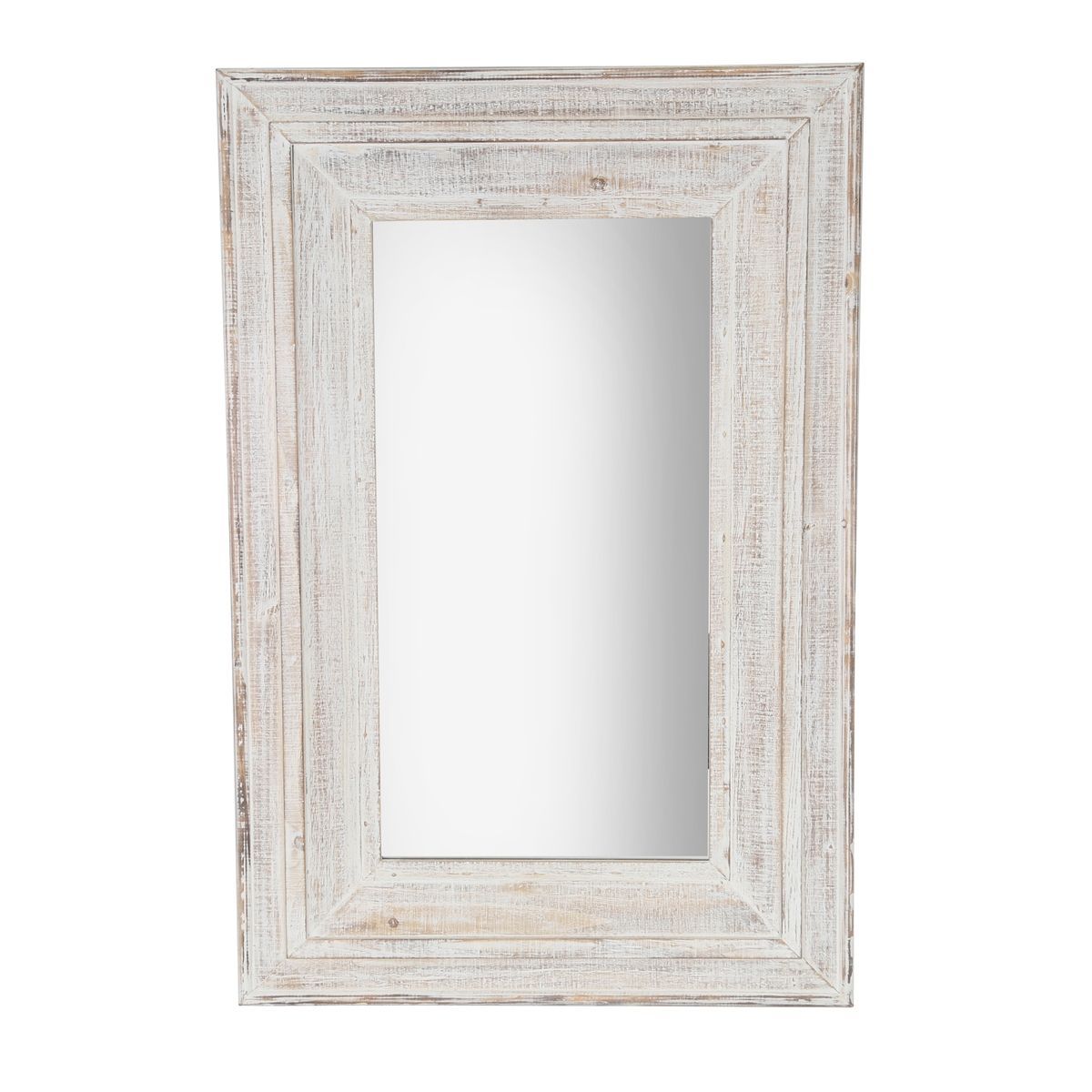Antique White Wood Frame Wall Mirror | #sagebrookhome Www (View 5 of 15)