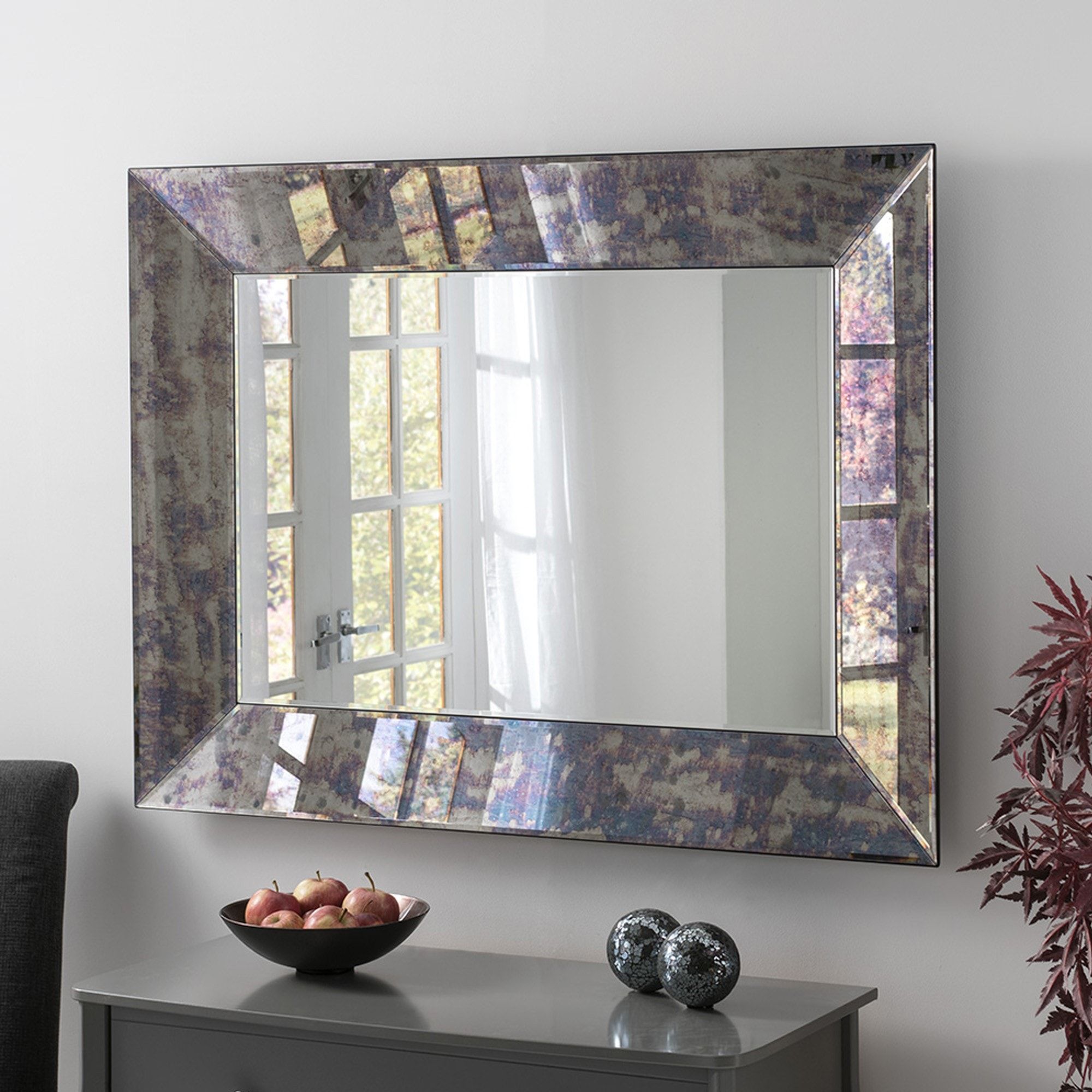 Antiqued Blue Tinted Mirror | Mirror | Wall Mirror | Venetian Mirror Within Glossy Blue Wall Mirrors (View 2 of 15)